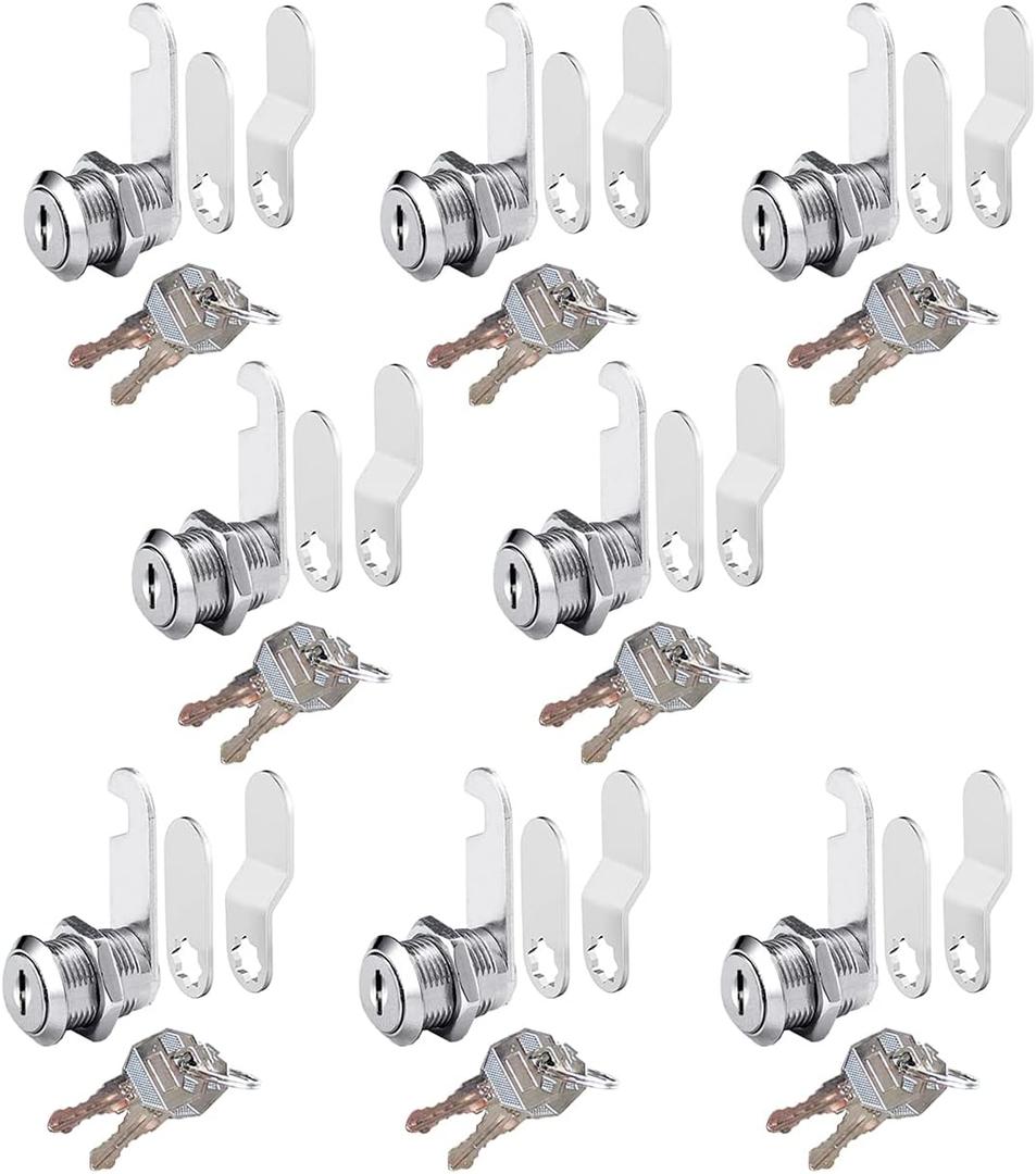 Cabinet Locks 8 Packs Keyed Different Cam Lock 1-1/8 Inch 30mm with 3PCS Different Lock Plates for Kitchen Cabinet Cupboards File Cabinet Dresser