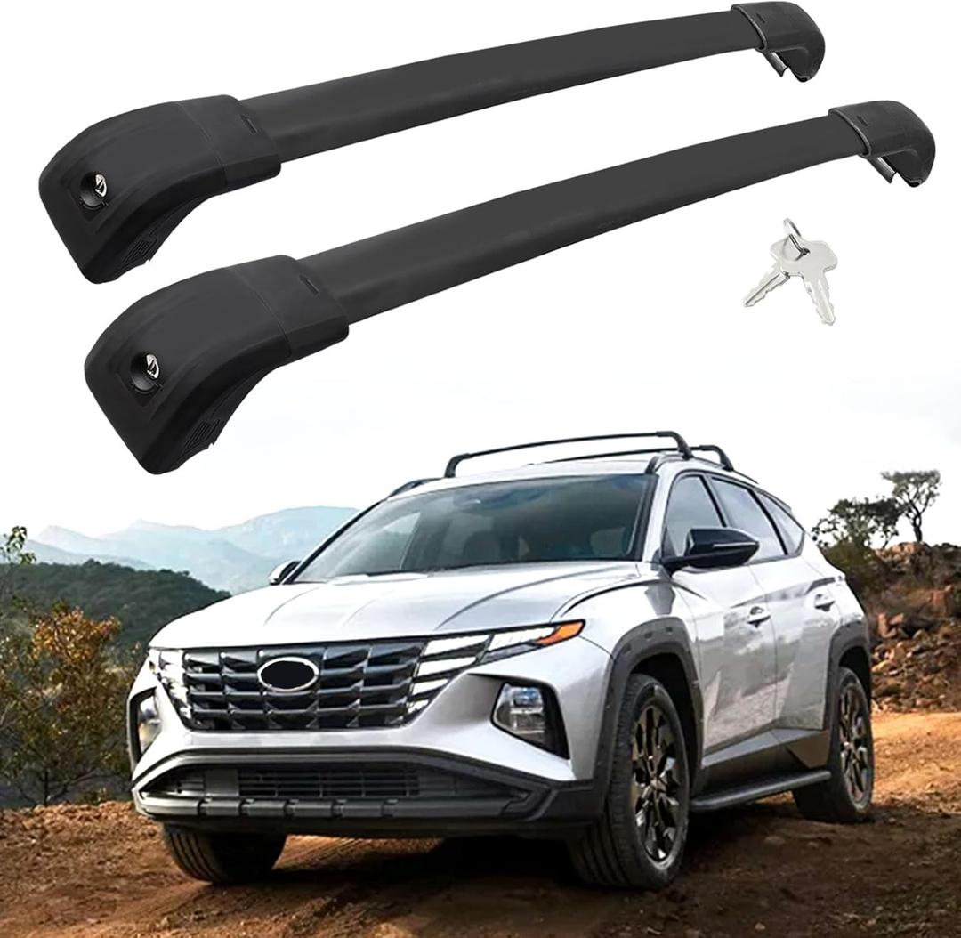 Lockable Roof Rack Cross Bars Compatible with 2022-2025 Hyundai Tucson (Only for Flush Side Rails), 200 lbs Load Capacity Aluminum Cargo Bars for Rooftop Cargo Carrier Luggage Bike