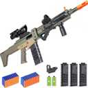 Realistic Toy Gun for Nerf Guns Darts, Foam Blaster - with Scope 120 Soft Bullets 3 Magazines, Semi-Auto Sniper Rifle Electric Machine Guns for Boys 6-12 Age for Kids and Adults