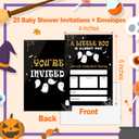 2 x Baby Shower Invitations, 4" x 6" Halloween Baby Shower Invites with Envelopes, Spooky Ghost Gender Reveal Party Decorations Supplies - B09