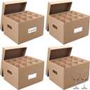 Unarty 4 Pack Wine Glass Moving Boxes with Handle, Kitchen Moving Boxes with Dividers and Lid for Dish Glassware 15 x 12 x 10 Inches