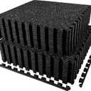 AIRHOP 0.56in Thick 96 Sq Ft Exercise Equipment Mats, 24 Tiles Upgraded Rubber Top with High Density EVA Foam, Large Interlocking Puzzle Gym Flooring for Home Gym, Heavy Weight Workout, 24 x 24in (Black/White)