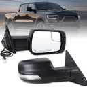 Right Passenger Side Mirror Compatible With Dodge Ram 1500 2019-2024 With Power and Heated Glass, Turn Signal Light and Puddle Light,Manual Folding/Textured Back