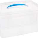 Snapware Snap 'N Stack Portable Storage Bin for Tools and Craft, 14.1 x 10.5-Inch Clear BPA-Free Container, Tool Box with Stackable Trays, Microwave, Freezer and Dishwasher Safe (14.1 x 10.5-Inch)