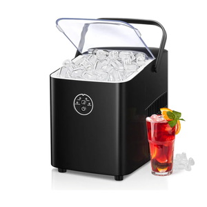 Ice Makers Countertop, Portable Ice Maker Machine with Handle, Self-Cleaning Ice Maker, 28Lbs/24H, 8 Ice Cubes Ready in 6 Mins, with Ice Scoop and Basket, for Home/Office/Kitchen, Black