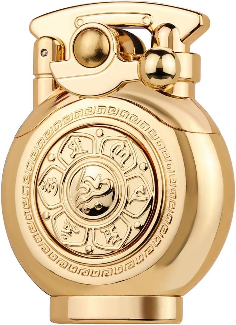 Kerosene Lighter Vintage Antique Soft Flame Lighter for Collection-Decorative-Gift-Present (Golden)