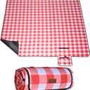 HX&OD Outdoor Picnic Blanket, Extra Large, 80''x80'' Waterproof Foldable Blankets Gingham Picnic Mat for Beach, Camping Grass Lawn Park Accessories Cute Couple Ideas Wedding (Red, 80x80)
