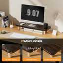 Monitor Stand Riser, 24 Inch Wood Desk Organizer with Monitor Stand & Storage Computer Monitor and Laptop Riser Multifunctional Laptop Stand Desk Organizer for Office Home Screen/Laptop/PC (Dark Walnut)