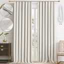 IVAPUPU Natural Thick Linen Blend Pinch Pleated Blackout Curtains for Bedroom - 2 Pages Black Out Curtains 102 Inch Long 2 Panel for Living Room Darkening Thermal Window Curtain Drapes with 16pc Hooks