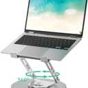 GleYo Laptop Stand for Desk Adjustable Computer Stand with 360 Rotating Base Ergonomic Laptop Riser Mount for Desk Foldable Protable Computer Desk Fits with MacBook Pro Air, Round