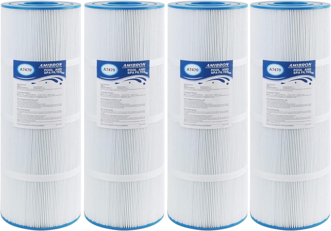 C-7470 Pool Filter Cartridge Replaces Pentair CCP320,Pleatco PCC80-PAK4 PCC80,Clean and Clear Plus 320,Filbur FC-1976,R173573,178580, L:20" xOD:7", 4X80 sq.ft. 4 Pack