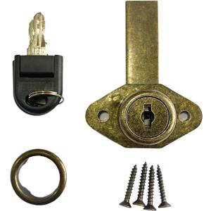 Desk Drawer Lock,Zinc Alloy Antique Bronze Cabinet Locks,Desk Locks for Drawers with key-7/8 (.875") Bore,keyed Gun/File Cabinet Lock kit,Filing Dreeser Replacement,Includes Trim Ring,Matching Screws