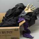 Haunted Hill Farm Life-Size Poseable Scary Talking Witch, Halloween Animatronic with Touch Activated Lights and Sound, Battery Operated Indoor or Covered Outdoor Halloween Decorations, Fright Props