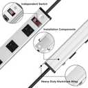 12 Outlets Metal Power Strip,Mountable Heavy Duty Power Strip with 6FT Long Extension Cord with Circuit Breaker,15A 125V 1875W, ETL Listed