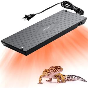 REPTI ZOO Reptile Heat Panel Adjustable Temperature Reptile Heating Plate, Mountable Under Lid, for Hermit Crabs/Leopard Geckos/Turtles/Snakes/Lizards (6" X 18")