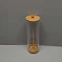 VEGEVIGI Acrylic Straw Holder For Counter With Bamboo Lid, Straw Dispenser Organizer For Home, Clear Plastic Drinking Straw Storage Container