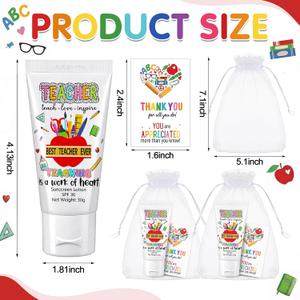 Leelosp 8 Sets Teacher Appreciation Gifts Bulk SPF 30 Mini Sunscreen Lotion with Thank You Card for Teachers Employee Staff Coworkers End of Year Gift Travel Size Summer Party Favors