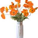 Artificial Flowers 5Pcs Poppies Flowers Artificial Silk Flowers for Home Office Wedding Outdoor Decor (Orange)