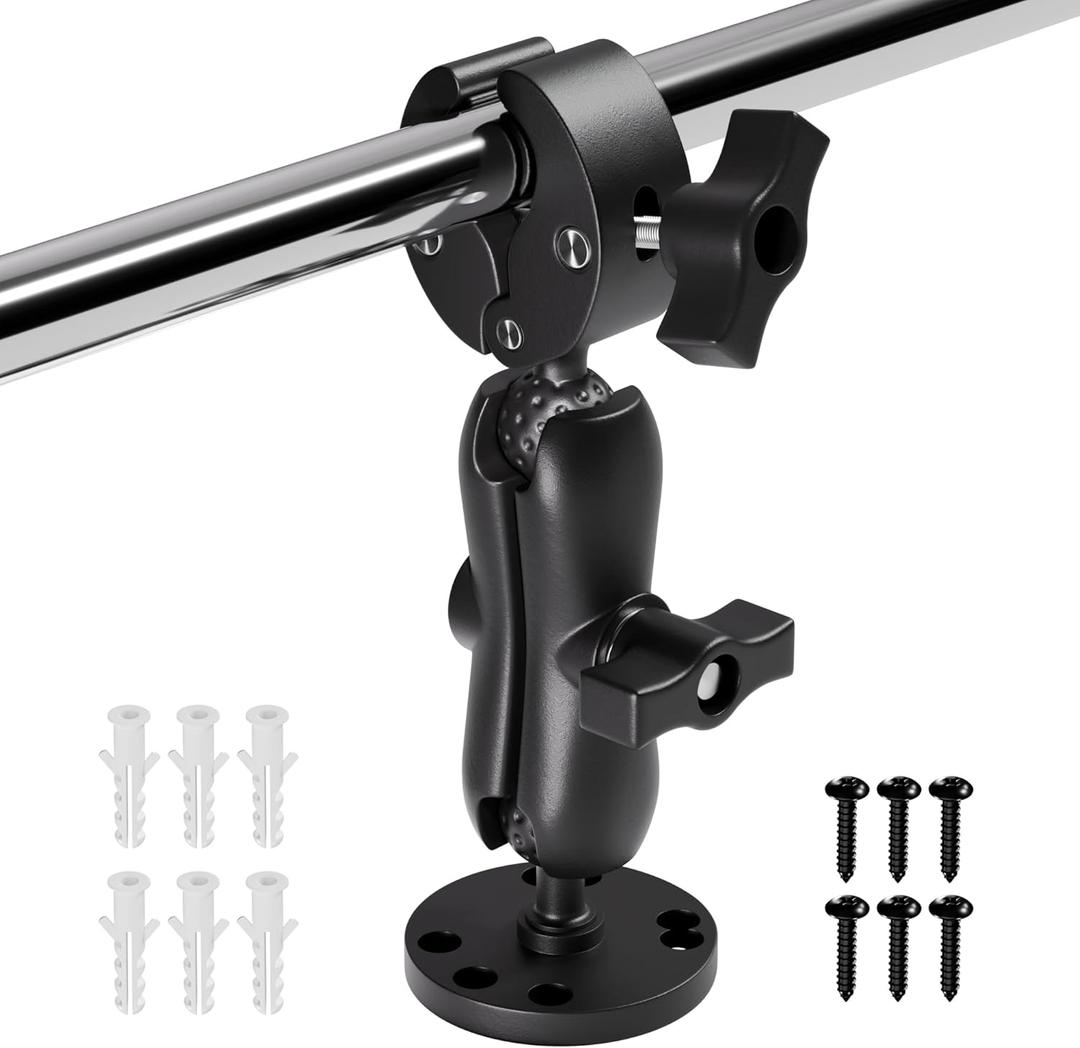 Trolling Motor Support Stabilizer Mount Tough Claw Aluminum Alloy 1" Ball Heavy Duty Trolling Motor Stabilizer Mount Clamp for Rails 0.61" - 1.69" with Medium Arm and Round Plate