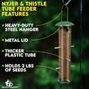 Finch Bird Feeder for Outdoors (16 Ports) Thistle & Nyjer Seed Hanging Feeder with 16 Ports and 8 Metal Perches, Chew-Proof Metal Design for Wild Birds