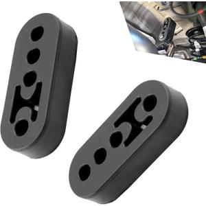 2 PCS 4 Hole Exhaust Rubber Hanger, Adjustable Exhaust Hangers Support Bracket, Vent Rubber Hanger Accessories, Universal Bushing Muffler Insulator Shock Absorber Mounting Bracket (Black)