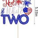 Red White and Two Cake Topper, 4th of July 2nd Birthday Cake Topper Decorations,Patriotic Independence Day Themed, American National Day Party Supplies