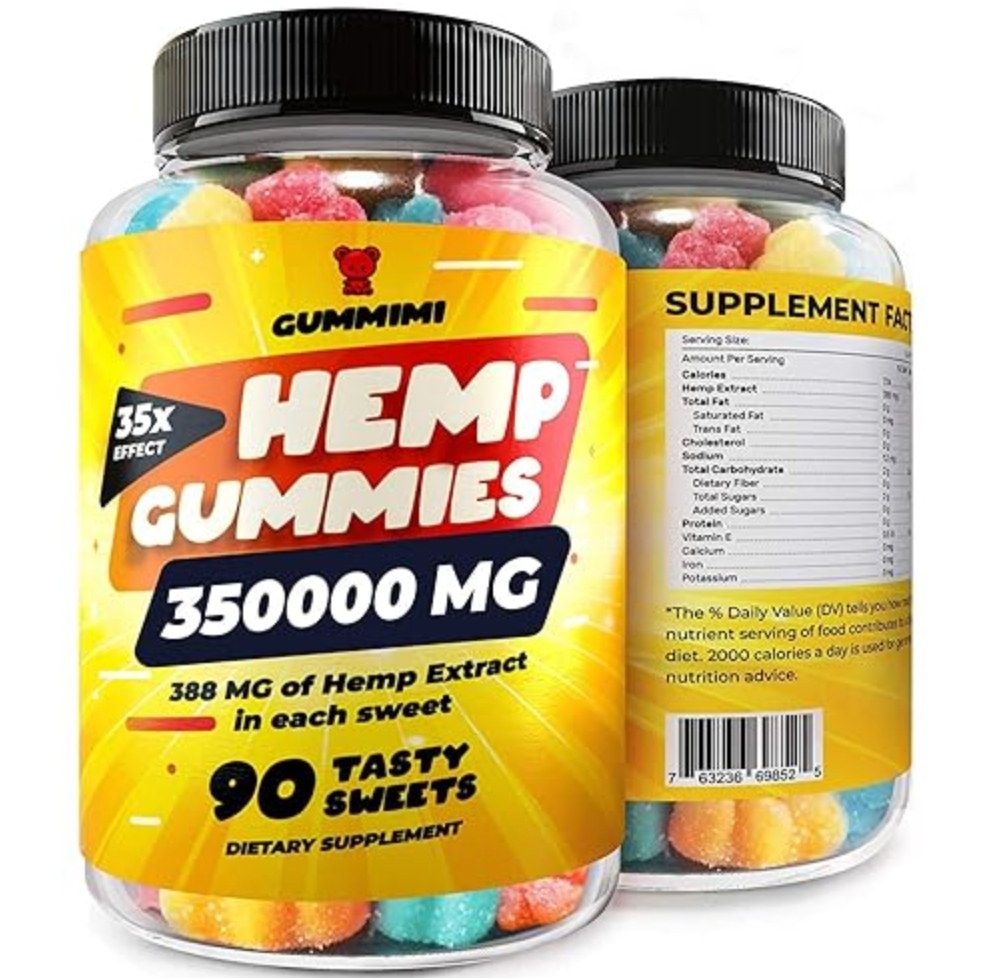 Gummies for Pain, Anxiety, Sleep, Stress Relief, 35000 MG, High Potency, Premium Calm Gummy Bears with Oil - 100% Natural - Improves Memory, Focus, Attention - Omega 3, 6, 9 & Vitamins B, E, BB Date 02/2022