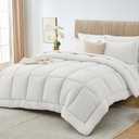 Sasttie Oversized King Comforter Set 7-Piece, Bed in a Bag, Ivory