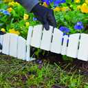 EasyFlex No-Dig Landscape Edging with Anchoring Spikes, 4.5 in. Tall Decorative Adirondack Wood-Look Fence Garden Border, 15 Foot Kit, White (3600WT-15C-6)