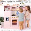 inFUNSAME Wooden Kids Play Kitchen with Lights and Sounds,Home Style Design | 18 Accessories, Fridge, Storage, Coffee Maker, Stove, Sink, Oven, Interactive Pretend Play Toy, Gift for Boys & Girls Ages 3+