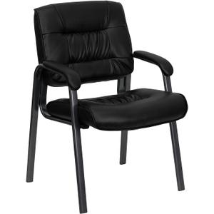 Flash Furniture LeatherSoft Reception Chair, Black/Titanium Gray