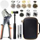 Stainless Steel Grommet Kit (3/8 and 1/4) Includes a Hammer and Bag and 200 10mm and 300 6mm Grommets. Eyelet and Grommet Tool Kit for DIY Tarp Leather Ring Repair and Installation