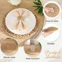 30 Pcs 12 Inch Round Woven Placemats, Water Hyacinth Wicker Place Mats with Napkin Rings Boho Wedding Farmhouse Rustic Woven Chargers Natural Mat Bulk for Wedding Party, Dinner Table