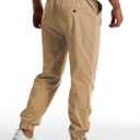 YAXHWIV Men's Casual Joggers Pants Cotton Drawstring Twill Cargo Pants Lightweight Tapered Track Jogging Sweatpants (XL)