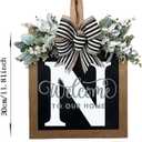 Last Name Welcome Sign for Front Door Wreath All Year Round Decorations Front Porch Decor Hanging Gift for Farmhouse Home Outdoor and Indoor (N)
