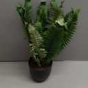 Hollyone 17.7" Fake Fern Potted Plant Small Artificial Boston Ferns in Pot 25 Leaves for Outdoors & Indoor Faux Fern Bush Plant for Patio Garden Farmhouse Windowsill Office Living Room Home Decor (Medium)