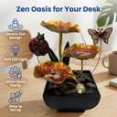 Tabletop Fountain,Indoor Water Fountain,Home Fengshui Décor Zen Relaxation Soothing Sound Machine for Office,Living Room,or Bedroom,Gold Lotus,Ladybird & Butterfly