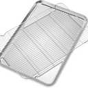 Large Set Baking Sheet and Cooling Rack Set, Bastwe 24L x 16W x 1H inch Professional Bakeware, Healthy & Nontoxic & Rustproof & Easy Clean