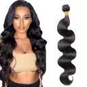 Body Wave Human Hair Bundles Natural Black 1 Bundle Body Wave 30 Inch Human Hair Extension Single 100G Color #1B Unprocessed Brazilian Virgin Hair Double Weft