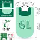 GREENER WALKER 100% Compostable Trash Bags with Tie Handles, 1.6 Gallon-150Bags, Food Scrap Kitchen Waste Bags with EN13432 Certified