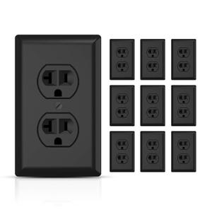 TOPELER Duplex Receptacle Outlets, Heavy-Duty Electrical Power Socket for Commercial and Residential, 20Amp Non-Tamper Resistant Outlet, 2 Pole 3-Wire, Self-Grounding, UL Listed, Black, 10 Pack