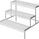 aboxoo 3 Tiers Metal Plant Stand,Rectangular Ladder Flower Pots Outdoor Plant Rack, Indoor Plant Display Rack, Heavy Duty Utility Storage Organizer for Home Garden Patio Balcony, Stair Style(White)