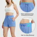 baleaf Womens 12" Long Bermuda Shorts Knee Length Cotton Athletic Shorts Sweat Casual Lounge Walking Summer (Blue, XXL)