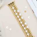 JR.DM Gold Beaded Bracelet Bands Women Compatible with Apple Watch  42/44/45mm Dressy Pretty Stretchy Elastic Jewelry Strap for iWatch Series 