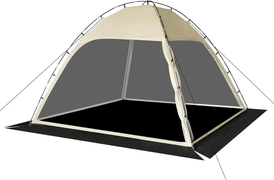 Screen Tent with Removable Floor, Siebwin Large 10'x10' Gazebos with Mosquito Netting and Removable Floor Sunproof Outdoor Canopy Tent for Backyard Party Outside Activities 1-Person Setup (4-Sides Large, Yellow)