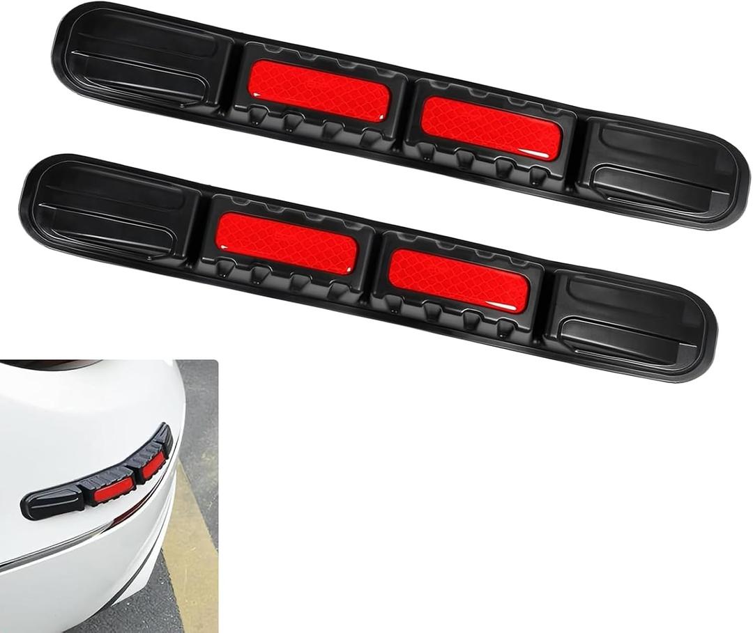 2 PCS Car Bumper Protector Strip, Reflective Anti-collision Protector for Safety Warning, Foldable Waterproof Guard Strip, Self-adhesive Scratch Cover Decorative Film (Fluorescence Red)
