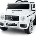ELEMARA Licensed Mercedes-Benz AMG G63 Ride on Toys,Electric Car for Kids W/Parents Control,Electric Powered A Wagon Ride On Truck Toy,Spring Suspension,Bluetooth,Flickering Lights/LED Lights, White, Extra Large