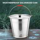 Skywin Metal Can with Lid - Durable 4 Gallon Metal Bucket with Lid for Heavy Loads - Environment-Friendly Trash Can for Outdoor, Safe Alternative to Plastic (3 Pack) (EXP 07/07/26)