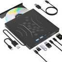 Wbacon 7 in 1 External Blu Ray Drive, Support 100G Disc R/W Portable Blu Ray Player with USB 3.0 Type-C, CD DVD Burner 3D Blu Ray with SD/TF Port, Blu Ray Burner Compatible with Windows Laptop Desktop