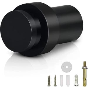 KOLAKO Door Stop, Floor Door Stopper Black for Bottom of Door, 2 Inch(50mm) Heavy Duty Commercial Cylindrical Modern Doorstop with Rubber Bumper, Wall Protector (1 Pack)